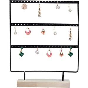 EARRING HOLDER ORGANIZER WITH WOOD BASE 66 HOLES